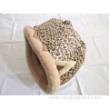 Leopard Print Cat Cave Bed With Tail